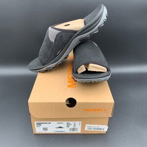 Merrell Slide Sandals Mens Huntington Leather Size 11 M Black Suede J036851